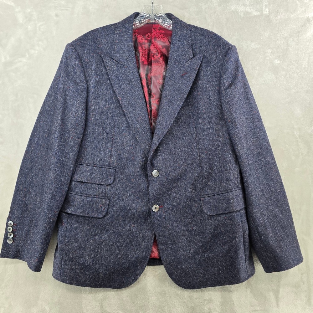 Holland & Sherry Blazer Mens 42 Blue Tweed Wool Savile Row Sport Coat